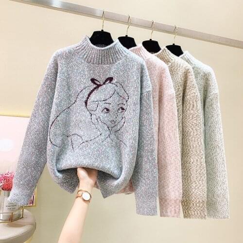 Printing Sweater and Jumper Turtleneck Tops Womens Long Sleeve All-match Elastic Casual Pullovers Sweaters