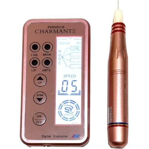 Professional Digital Charmant 2 Tattoo Machines Permanent Makeup Kits for Eyebrow Lips Rotary Swiss Microblading MTS Pen Set