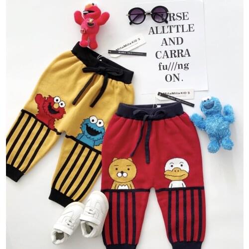 Tonytaobaby Autumn Winter Clothes New Childrens Clothing Cartoon Cute Casual Knitting Wool Pants Boys Pants Girl Pants