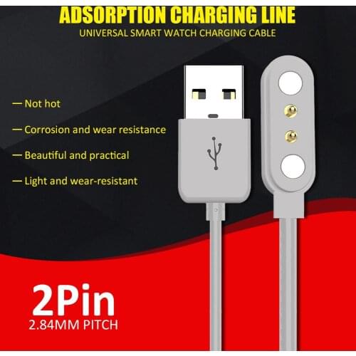 Universal Smart Watch Charging Cable Zinc Alloy Adsorption Charging Data Cable For 2pin 2.84 Pitch Children Smart Watches