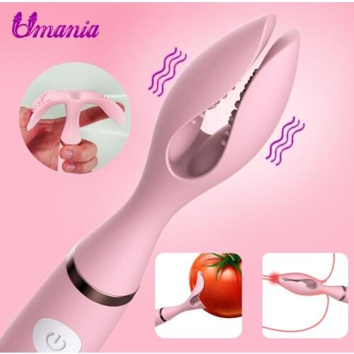 Vibration Massager Double Clip Vibrating Nipple Clamps Clitoris Stimulator for Woman Adult Sextoys Femmes Toys for Adults