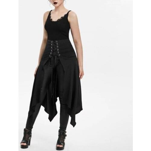 Goth Summer Solid Hip Hop Irregular Skirts Women Fake Hem False Skirt Half-body Female Punk Shorts Street alternative clothing