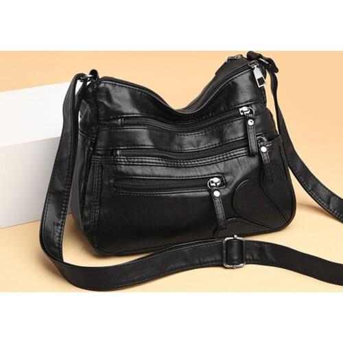 Women Soft PU Leather Solid Color Shoulder Bags Multi-Layer Classic Crossbody Bag Luxury Designer Zipper Vintage Handbags Totes