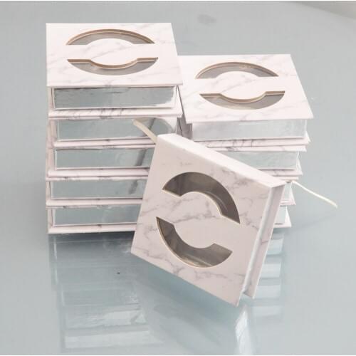 100pcs False Eyelash Packaging Box custom your Logo Fake 3d Mink eyelashes Boxes lashes strip marble square magnetic case Empty