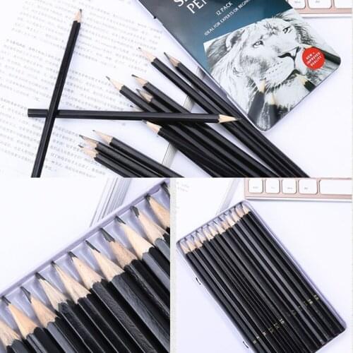 12 CountsPre-sharpened Black Leads Wood-cased Pencils Soft Core for Kids Adult Coloring Drawing Art Gift ultra-smooth coverage