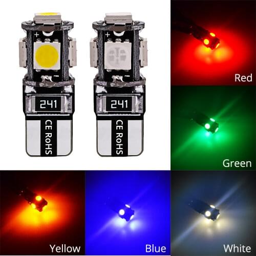 1X T10 Car Led W5W 194 Car Turn Signal License Plate Lamp 5050 5SMD Parking Light Led Clearance Wedge Dome Light Bulb White Blue