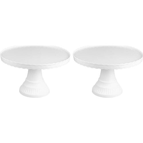 2pcs Round Cake Display Stand Pedestal Dessert Tray Cupcake Holder Plate Afternoon Tea Wedding Party Decoration