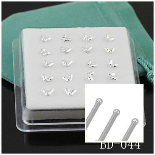 20ps Contracted Glossy Silver Gold Color Butterfly Nose Stud Women Girls Septum Piercing Body Jewelry Bijoux