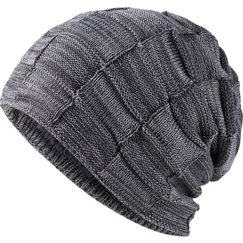 2020 Autumn/winter New Versatile Two-color Square Pullover for Men Knitted Hat Plus Velvet Ear Protection To Keep Warm