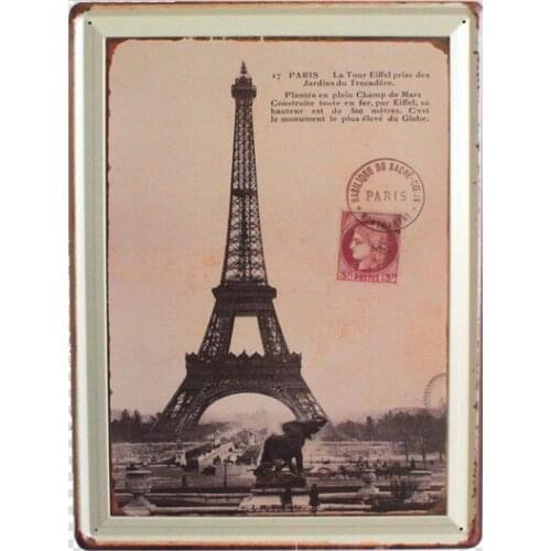 30pcs/lot Metal Sign shabby chic The Pairs Eiffel Tower Tin signs decorative wall plaque
