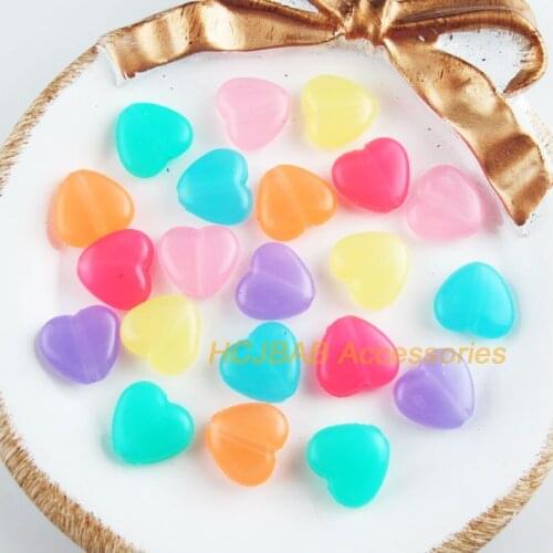 Fashion 70Pcs New Jelly Smooth Heart Charms Acrylic Spacer Beads Mixed 11.5x12.5mm