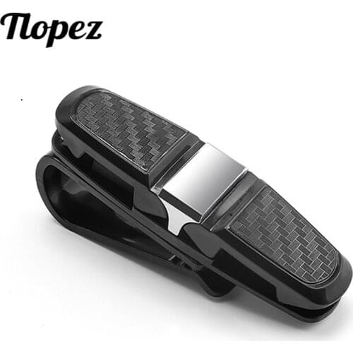 Car Sunglasses Holder for Sun Visor Eyeglasses Mount with Protective Sponge Double-Ended Glasses Hanger Card Tickets Clip D5