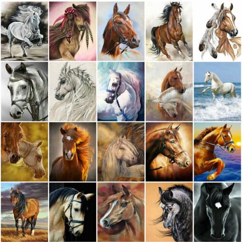AZQSD 5D Diamond Embroidery Anmial Cross Stitch DIY Diamond Painting Horse Diamond Mosaic Rhinestones Home Decor