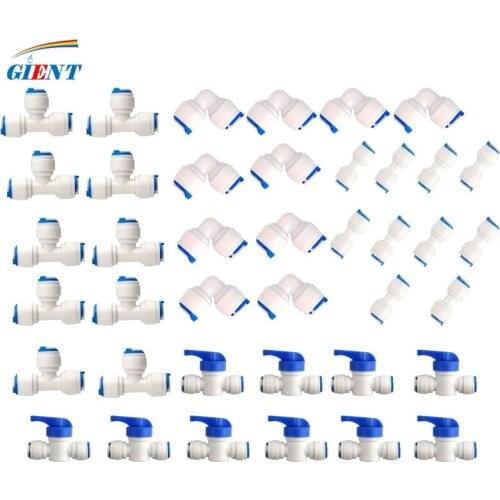 3/8" or 1/4 "Quick Connect Pipe Fittings L Type T Type Straight Bend Tee RO Reverse Osmosis Pipe 50 Or 100 Household Water Hose