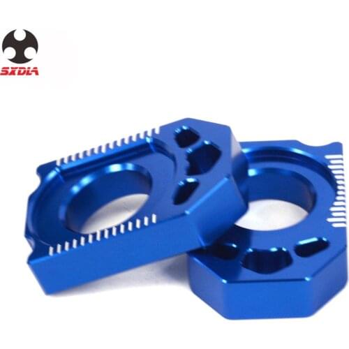 For Yamaha YZ125 250 YZ250F YZ450F YZ250X YZ250FX WR250F WR450F WR250R X Motorcycle CNC Blue Rear Chain Adjuster Pair Axle Block