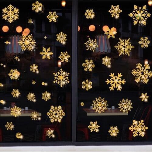 Glitter Effect Snowflake Electrostatic Sticker Window Christmas Wall Stickers Kids Room Home Decoration New Year Wallpaper