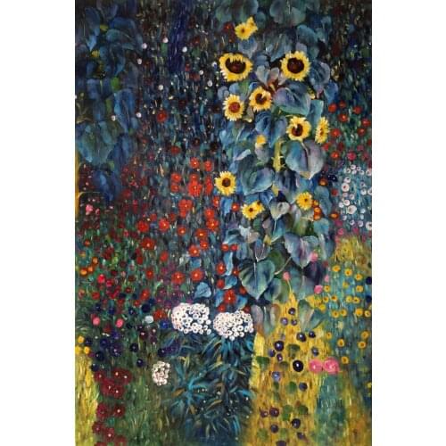 Klimt Oil Painting Reproduction Handmade Farm Garden with Sunflowers by Gustav Klimt Landscapes Painting Decorative Art