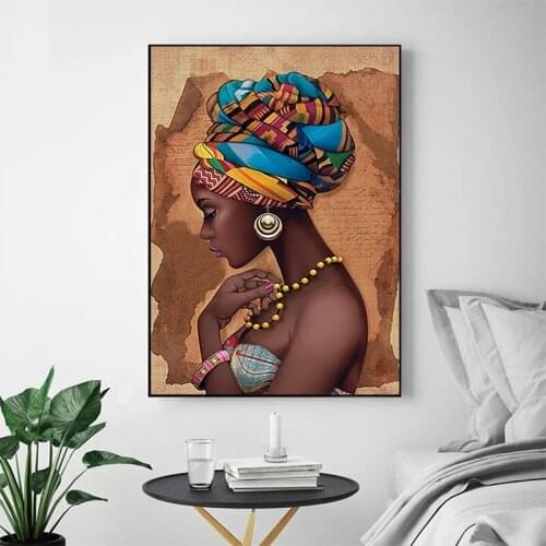 Modern African Art of Woman Portrait Painting Prints on Canvas Beauty Girl Scandinavian Posters for Home Living Room Cuadros