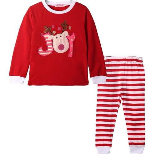 Girl 2 Pieces Set Red Reinder Letter T Shirt Striped Pants Kids Children Outfot Christmas 2021 Size 18M 24M 2 3 4 5 Years Old