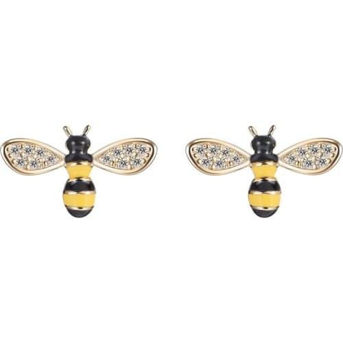 MENGYI Delicate Lovely Little Bee Earrings Women Fashion Enamel Stud Earrings Set Girls' Simple Daily Earring Charms Jewelry