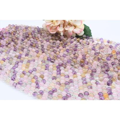 6-12mm Natural Smooth colorfull Crystal Round stone Beads For DIY necklace bracelet jewelry make 15 "free delivery