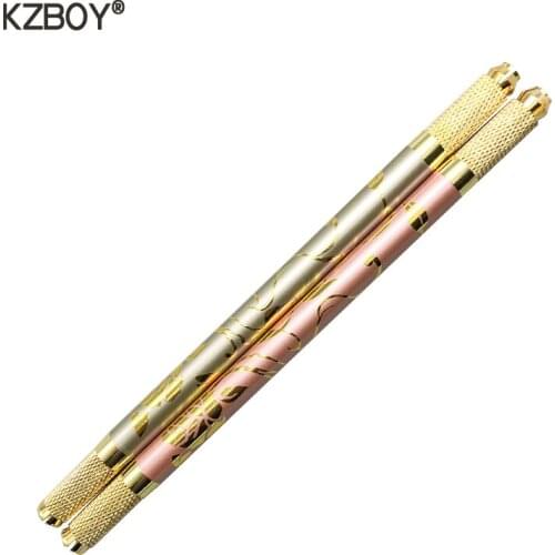 KZBOY 10PCS High Quality Microblading Handle Dual Sided with Flower Design Microblading Blade Holder for Makeup Tebori