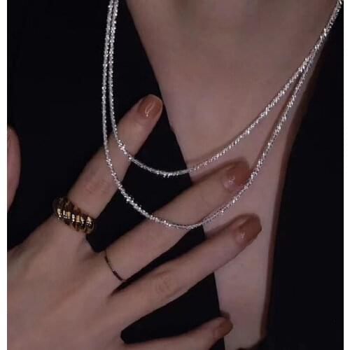 Hot Sale Luxury Romantic Chain Necklaces For Women 45cm Necklace Bridal Fine Jewelry Silver Color Female Necklace