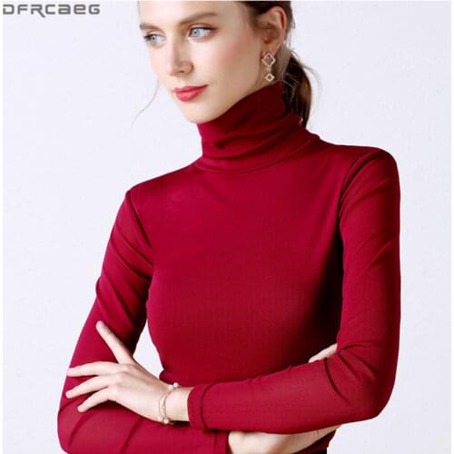 Fashion Streetwear Turtleneck Blouses Woman Elegant Slim Tunic Women Shirts Elastic Stretch Plus Size Clothing Solid Mesh Tops