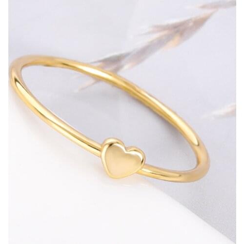 Fashion Gold Silver Color Heart Shaped Wedding Ring for Woman Simple Female Statement Engagement Party Stainless Steel Jewelry