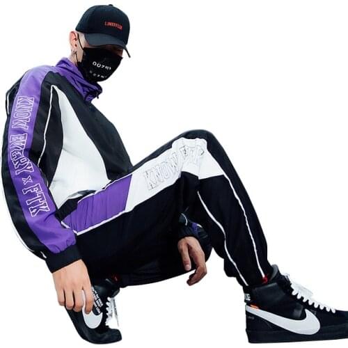 Bormandick mens set clothes Set New Fashion Autumn Tracksuit Sweatshirt+Sweatpants Sporting Zipper Mens hip hop KXP18 CT01-75