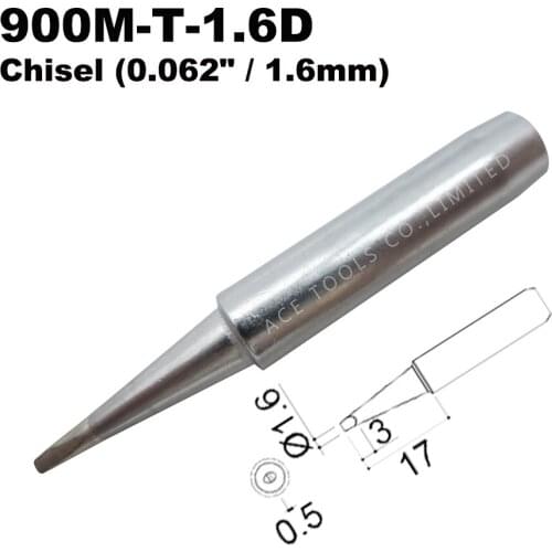 Soldering Tip 900M-T-1.6D Chisel 1.6mm for Hakko 936 907 Milwaukee M12SI-0 Radio Shack 64-053 Yihua 936 X-Tronics 3020 Iron Tip