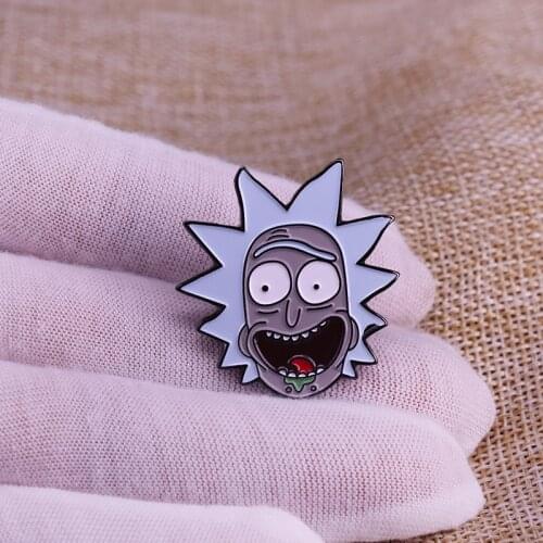 Strange Alcoholics Scientist Rick Sanchez Enamel Pin American Science Fiction Comedy Cartoon Brooch For Lapel Scarf Coat Badge