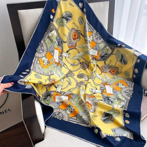 New Simplicity fashion flower printing pattern hand stitch twill silk 90 large square scarf decorative shawl Party travel gift