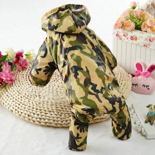 S/M/L/XL Pet Dog Clothes Puppy Camouflage Raincoat Hoodie Hooded Rain Coat Small Dogs Pet Jacket 100PCS