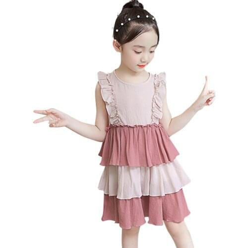 Teenage Girl Dresses Patchwork Girls Cake Dress Tiered Kids Dress Summer Childrens Costumes For Girls