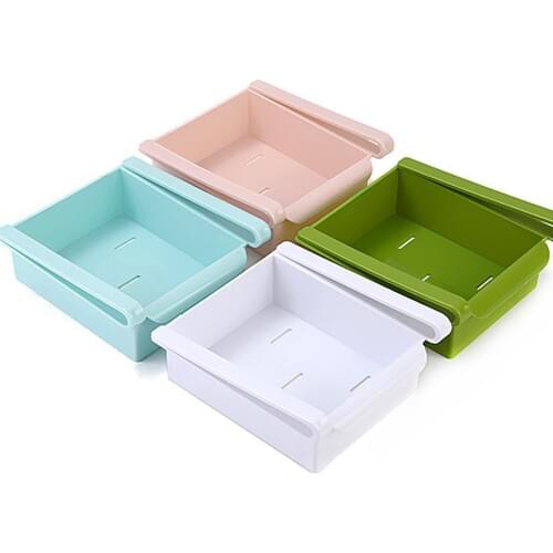 Kitchen Fridge Freezer Slide Drawer type Space Saver Storage Organizer Rack Shelf Holder Storage Boxes Bins Plastic Box