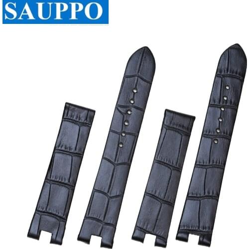 SAUPPO Suitable for Rado Black Genuine Leather Watch Strap Cow Hide Leather Women Men Watch Accessories