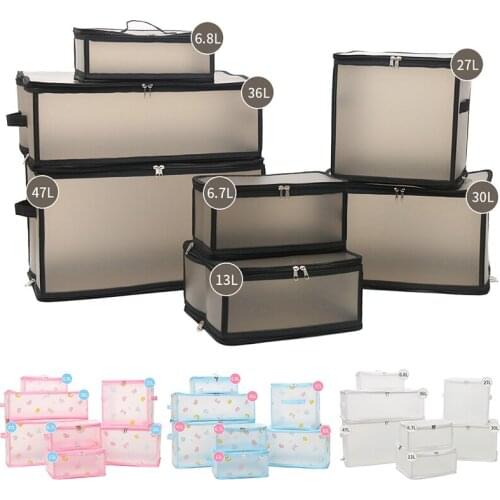7Size Clothes Underwear Foldable Storage Box Waterproof Transparent Plastic Sorting Bags Home Toiletry Storage Containers