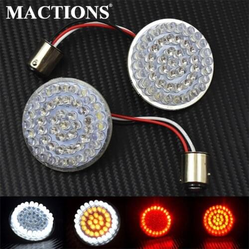 Motorcycle 2" Bullet Style 1157 LED Inserts Turn Signal Light Panel For harley Sportster Touring Softail Dyna Street Glide FLHX