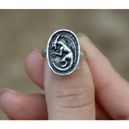Vintage Dragon Adjustable Ring Mythology Gothic Pagan Amulet Jewelry For Gift