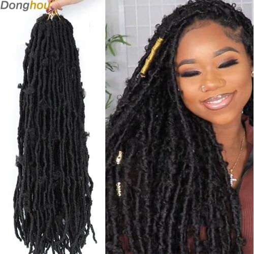 Butterfly Locs Crochet Hair 24 Inch Pre Looped Soft Distressed Faux Locs Hair Long Butterfly Locs Braid Crochet Natural Black