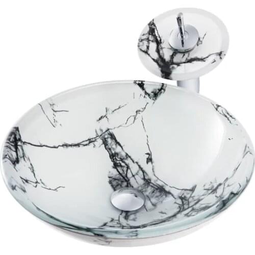Factory Custom Washbasin Marble Ceramic Glass Black White Ink Color Table Top Bathroom Sink Cabinet Wash Basin Cabinets
