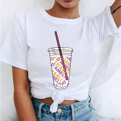 Graphic Tees Women Clothing Charli D'Amelio Print 90s Kawaii Female Tshirt Summer O-neck Hipster Funny T-shirts Camisetas Mujer
