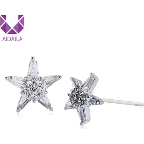 Women Stud Earrings Star Shape with Full AAA+ cubic zirconia Cute Mini Charm High Quality Gift for Girl Friend New Jewelry
