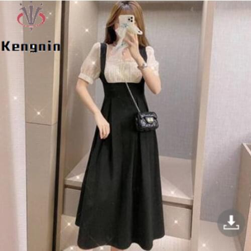 Vintage Cute V-Neck Chiffon Women Dress 2021 Spring Summer Ladies Vestidos Girlfriend Outfit Pink Color Robe Dress KE892