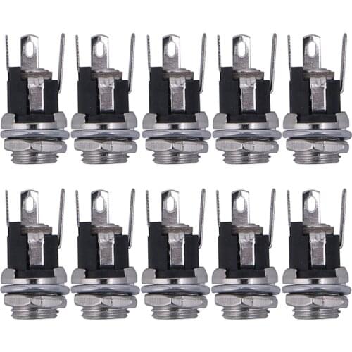 10pcs New DC Power Supply Jack Socket Female Panel Mount Connector 5.5*2.1mm Lot