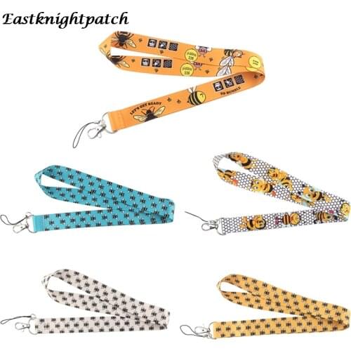 12pcs/lot E2633 Cartoon Bee Multi-function Mobile Phone Strap Neck Lanyard for key Badge Neck Strap Webbing Lanyard