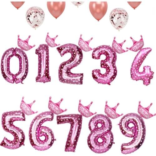 32 Inch Pink Blue Number 0-9 Foil Balloons Digit Helium Ballons Birthday Party Wedding Decor Air Baloons Event Party Supplies