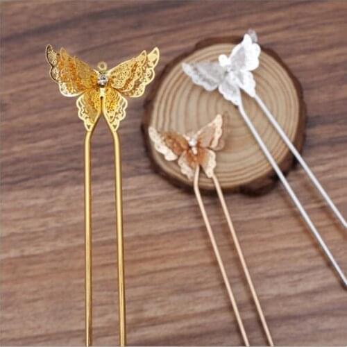 5pcs 25x35mm Butterfly Spacer Hair Accessories Hair Pin U-shape HairPins Side Clip For DIY Hairpin Daily Life Gift Craft