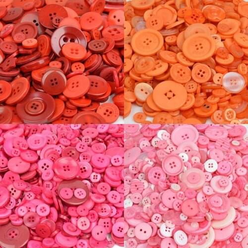 600 pcs 2-holes /4-holes Round plastic button red series mixed color resin button clothing accessories for clothes DIY